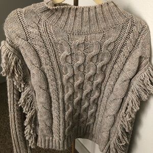 Gray Sweater with Frill Sleeves